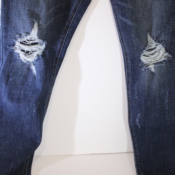 KANCAN Estilio Distressed Denim Blue Jeans Blue Knee Holes High Waist Size 30 - Picture 12 of 14